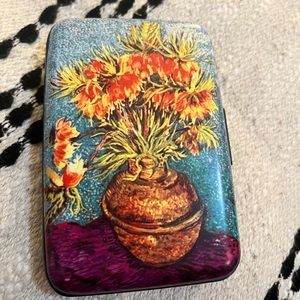 Sunflowers by Van Gough aluminum wallet, security case with six slots